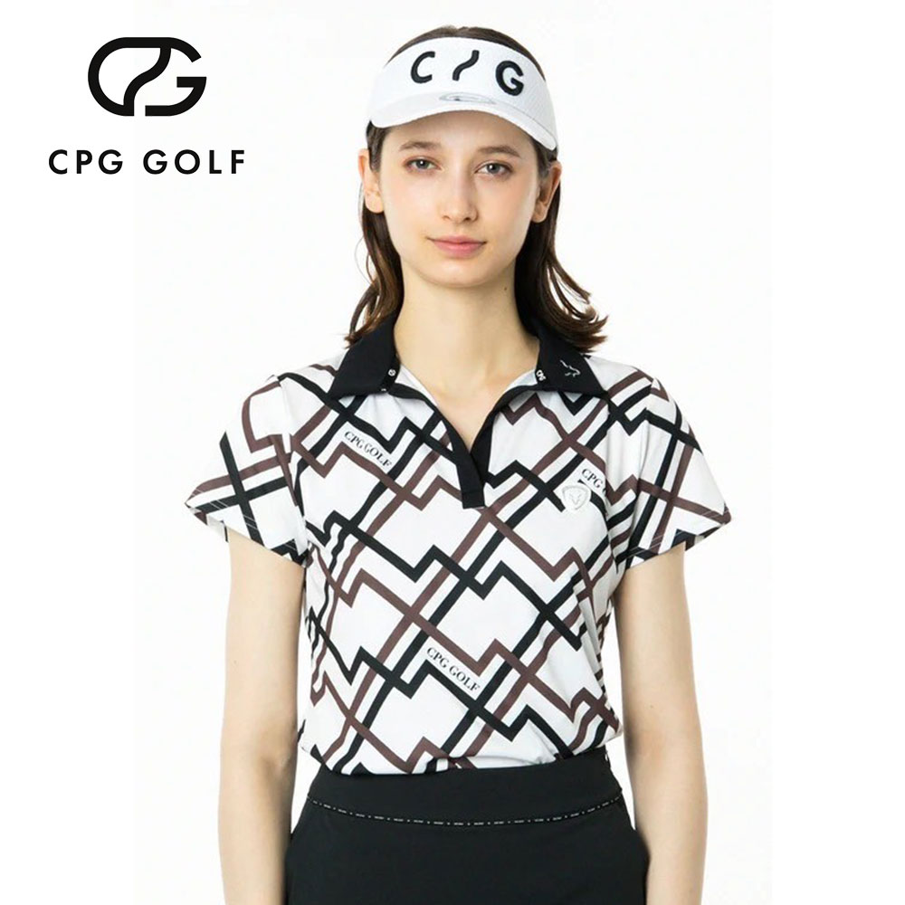 ジオメトリックプリントスキッパーSS WHITE【CPG GOLF】