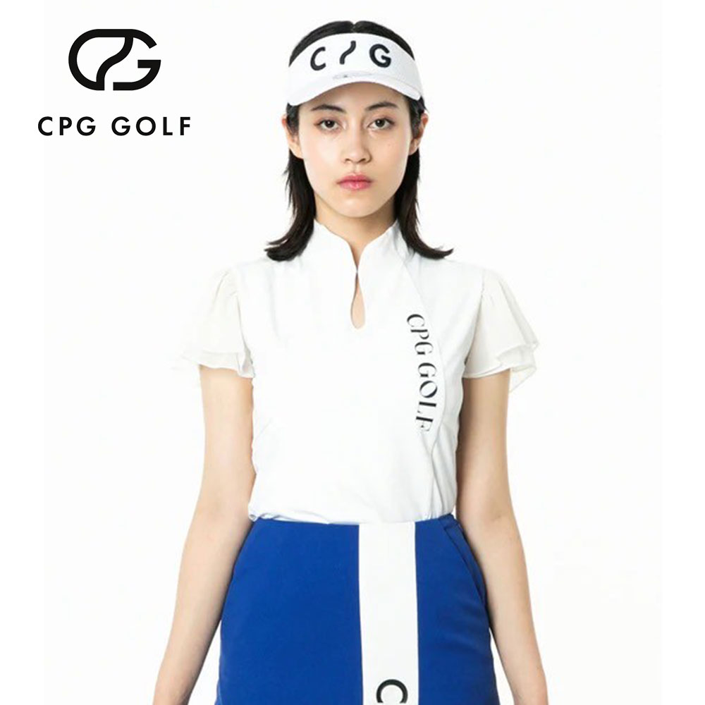 マオカラー袖シフォンSS WHITE【CPG GOLF】