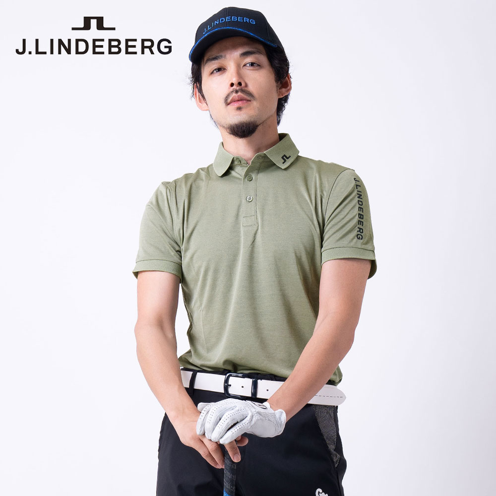 ロゴ刺繍ポロシャツ KHAKI【J.LINDEBERG】