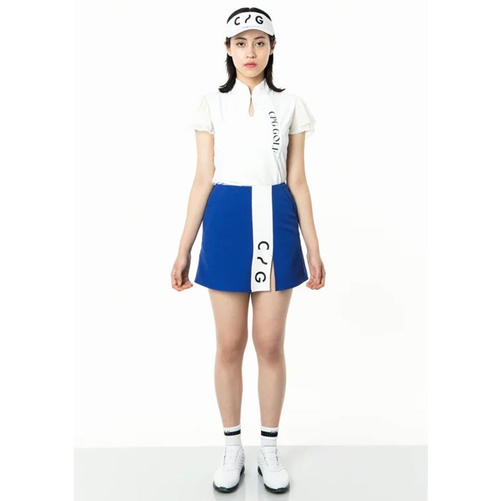 マオカラー袖シフォンSS WHITE【CPG GOLF】