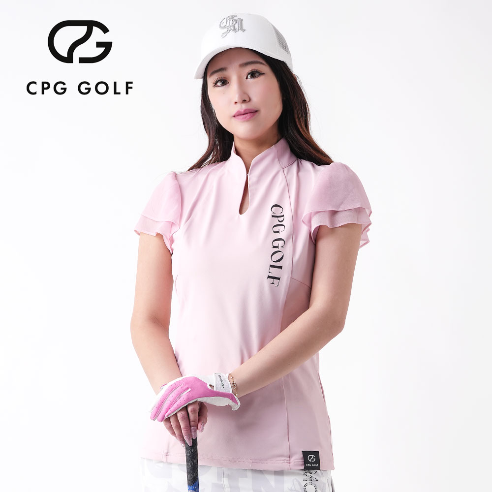 マオカラー袖シフォンSS PINK【CPG GOLF】