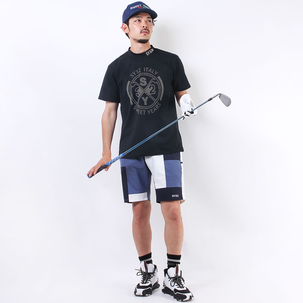 DOT PRINT EMB モックネックTシャツ【SY-32】