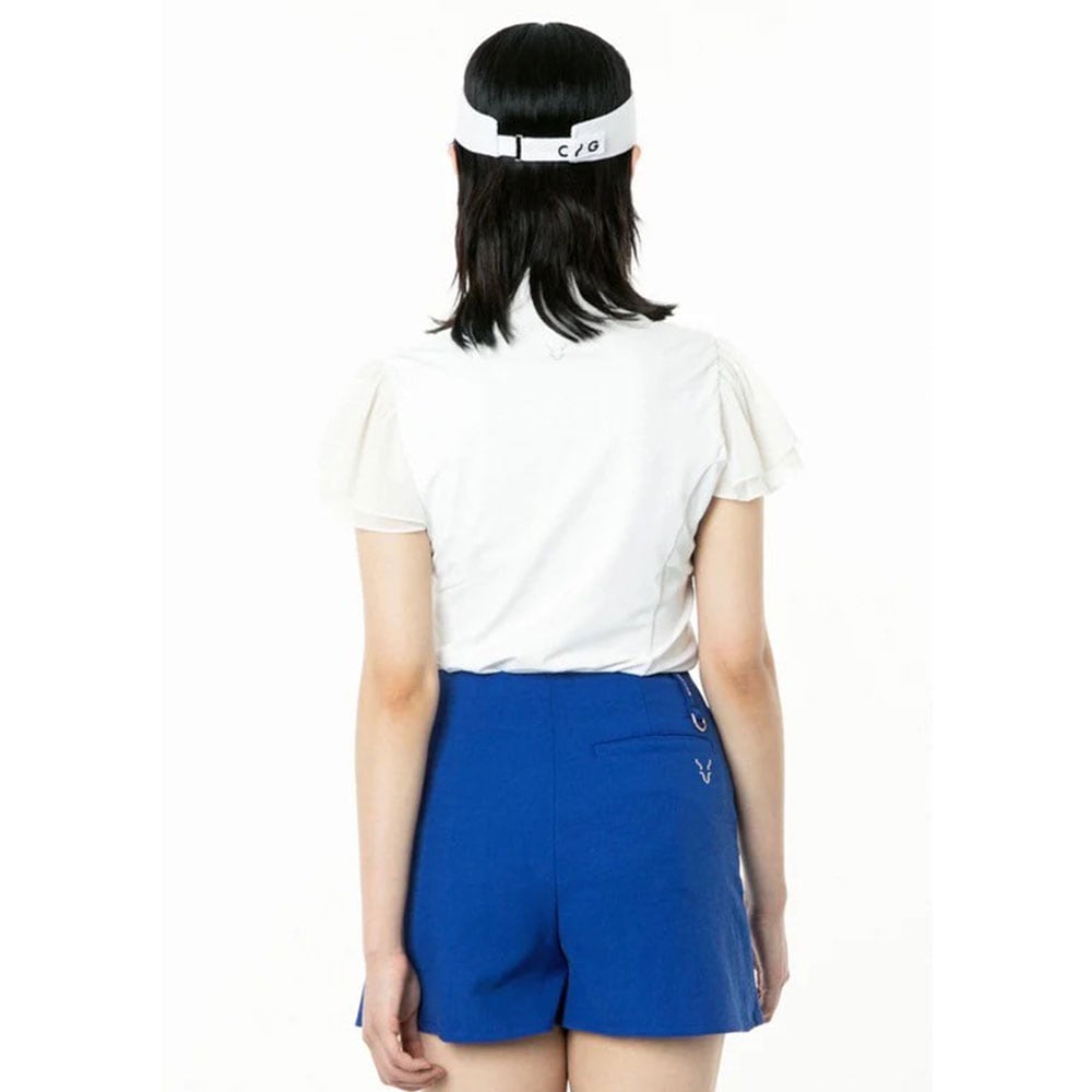 マオカラー袖シフォンSS WHITE【CPG GOLF】