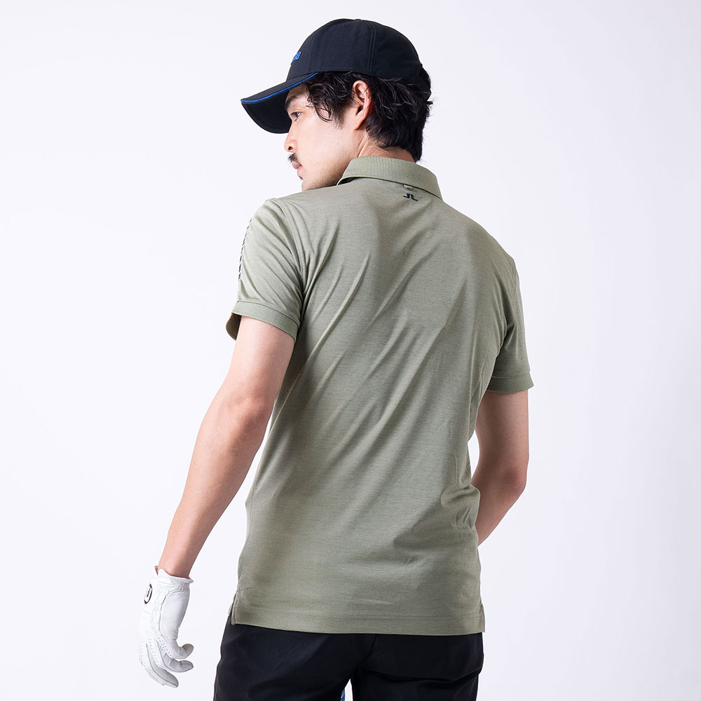 ロゴ刺繍ポロシャツ KHAKI【J.LINDEBERG】