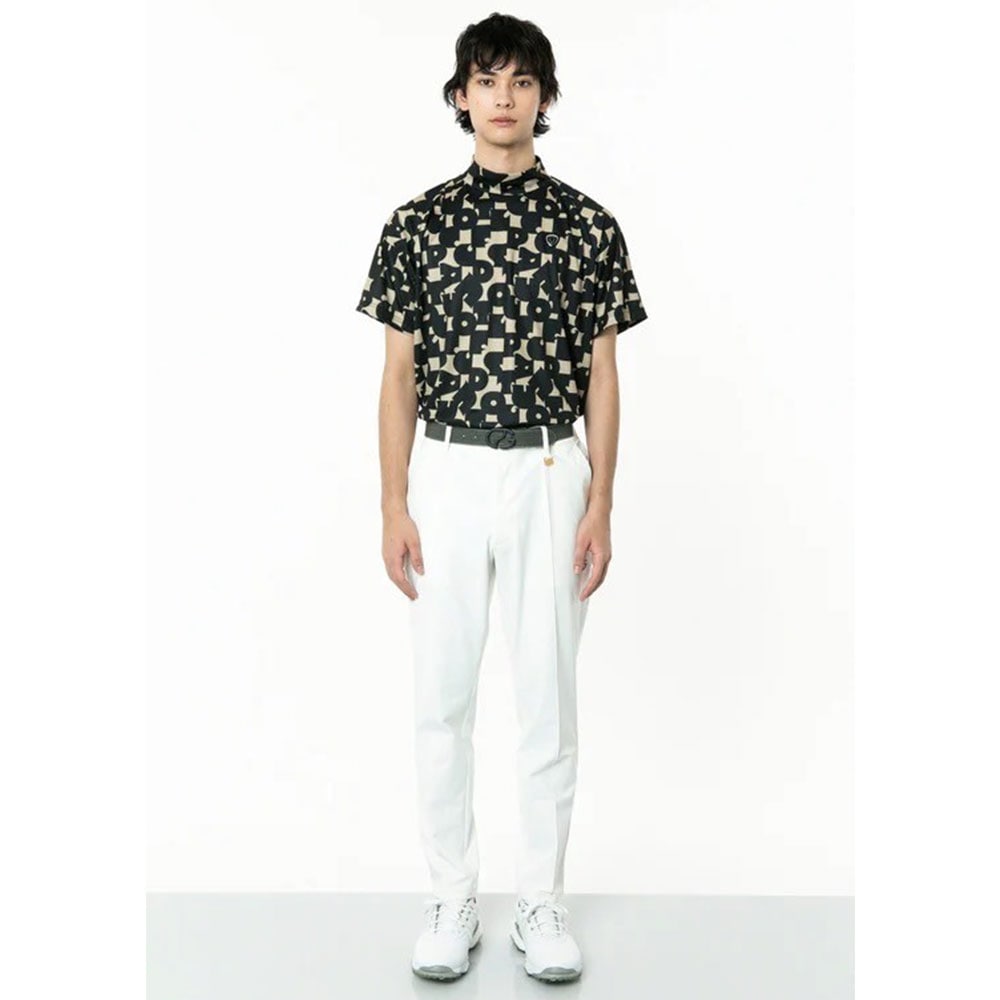 70’S調タイポグラフィプリントモックネックSS BEIGE【CPG GOLF】