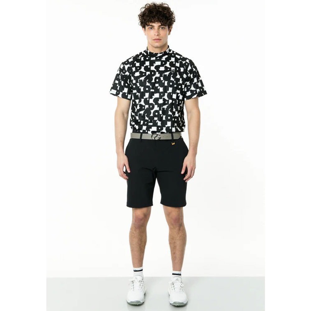 70’S調タイポグラフィプリントモックネックSS BLACK【CPG GOLF】