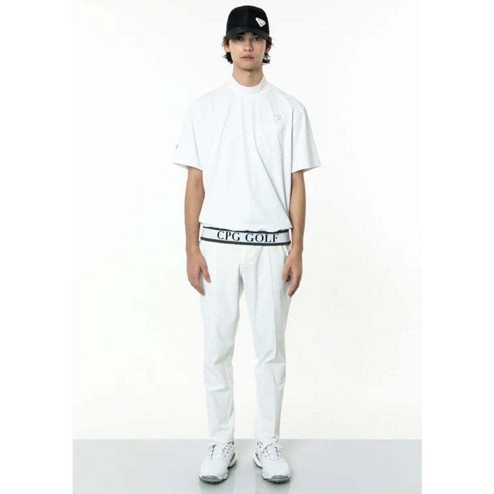 裾JQテープ付きモックネックSS WHITE【CPG GOLF】