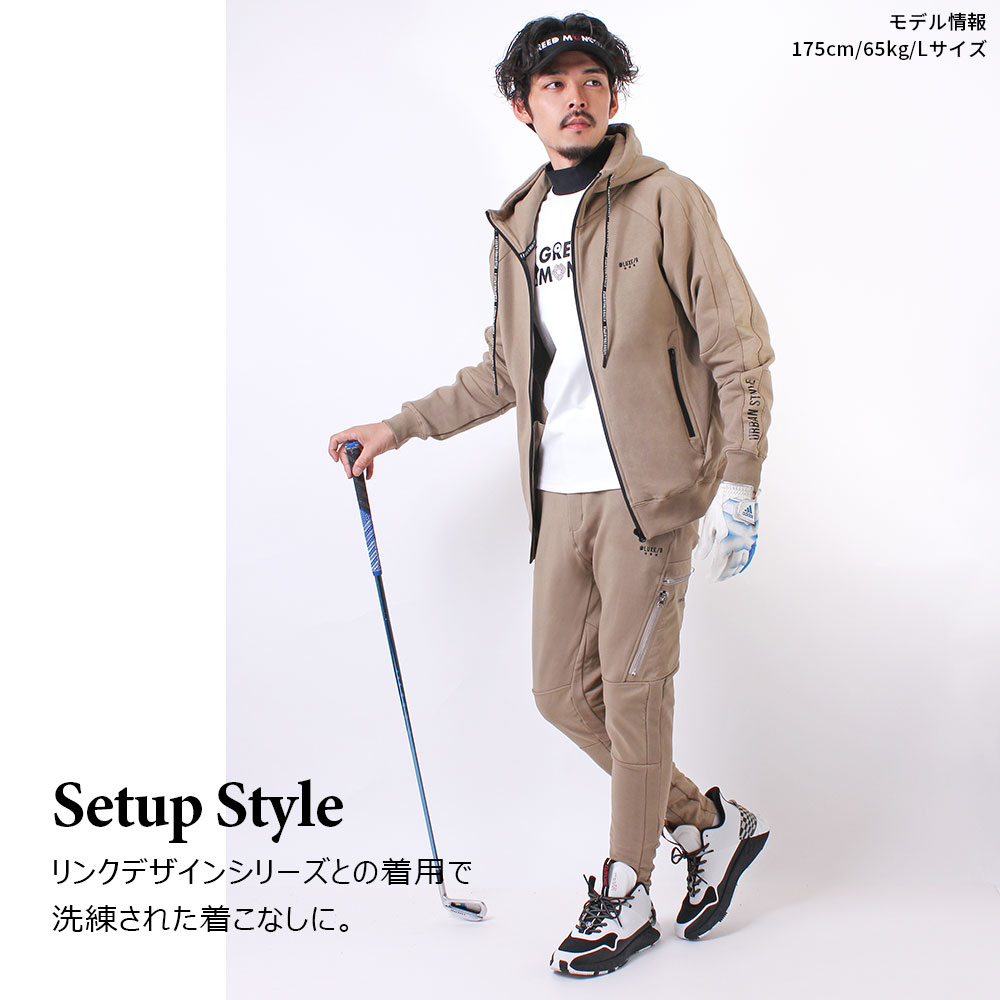 フリース×ナイロン切替スリムパンツ【LUXE/R GOLF(ラグジュゴルフ)】