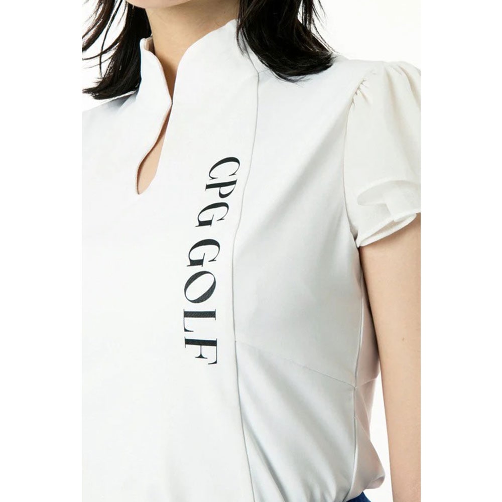 マオカラー袖シフォンSS WHITE【CPG GOLF】