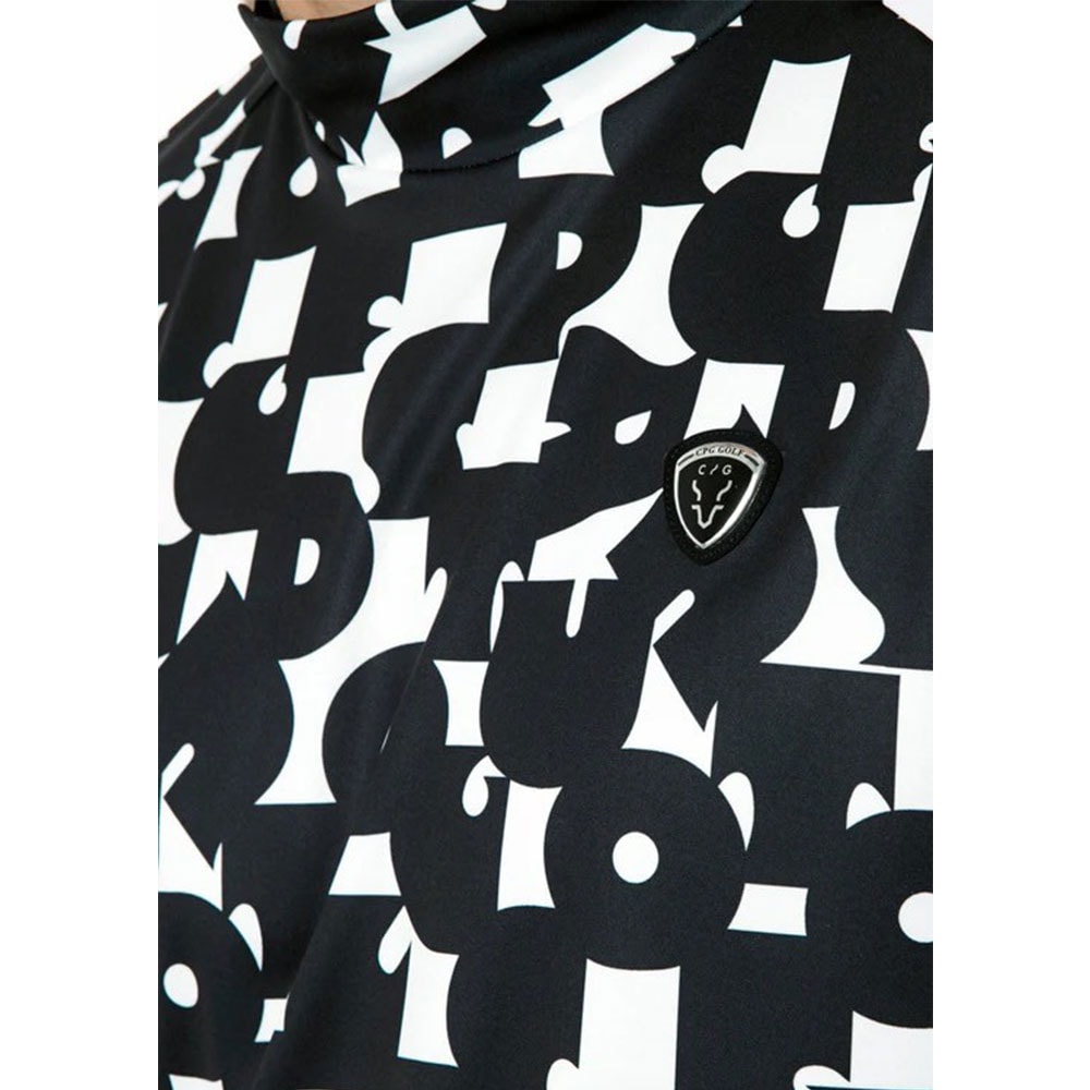 70’S調タイポグラフィプリントモックネックSS BLACK【CPG GOLF】