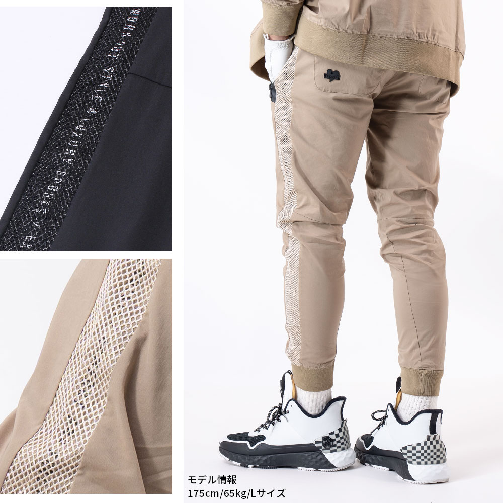【MENS】LUXE/R GOLF 撥水加工メッシュサイドラインストレッチスリムパンツ