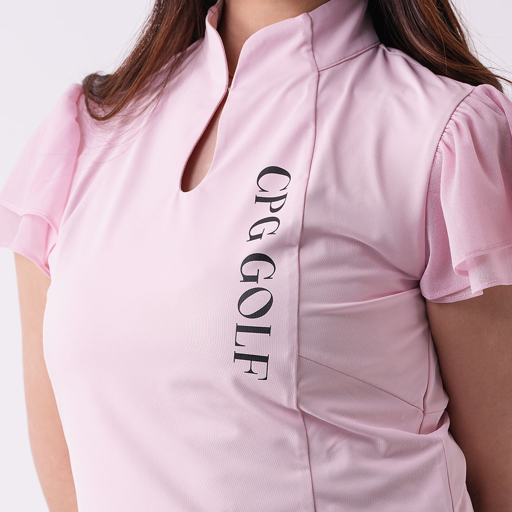 マオカラー袖シフォンSS PINK【CPG GOLF】